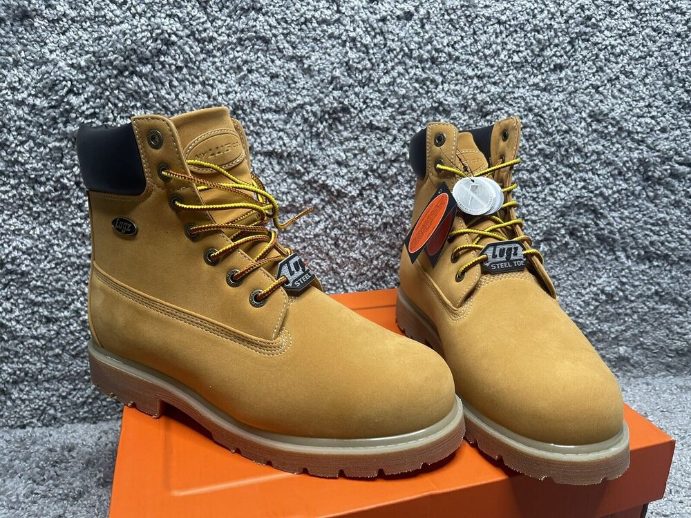 Mens LUGZ Work Boots MDRIF6STWK 7470 Wheat Tan Bark Lined Slip Resist 9.5W